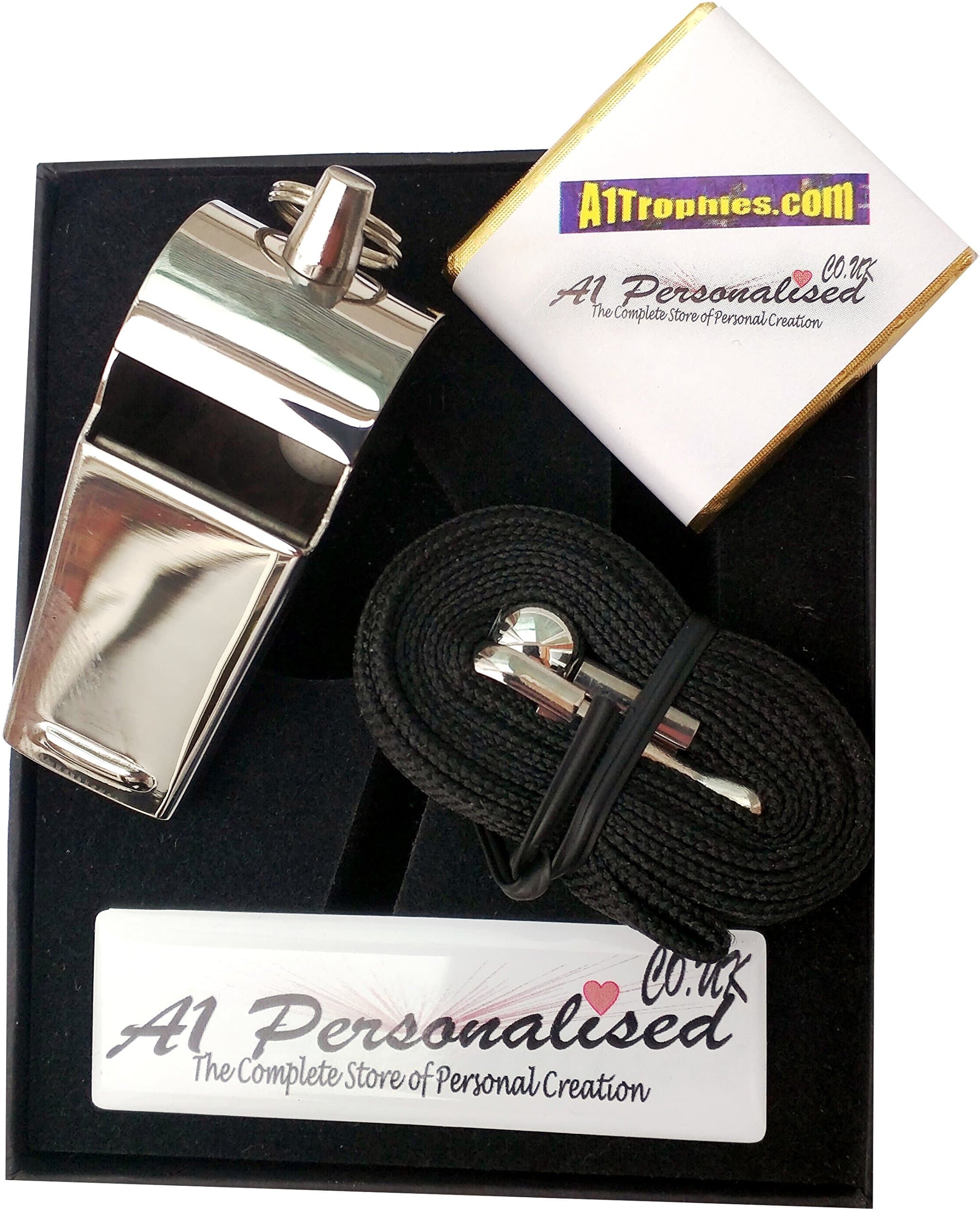 Personalised Engraved Whistle in Presentation Box, with Neck Strap