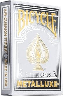 Bicycle Metalluxe Silver Playing Cards - Premium Metallic Foil Finish - Poker Size