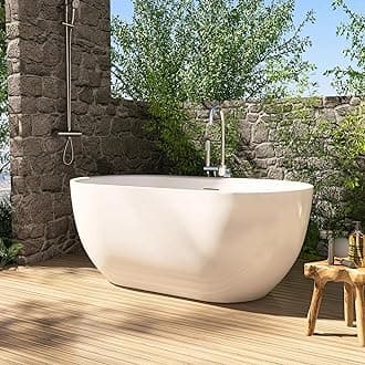59" Acrylic Free Standing Tub, Stand Alone Tub, Freestanding Bathtub, Soaking Bathtub, cUPC Certified, SE(Glossy White)