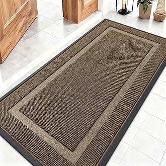 OLANLY Front Door Mat Indoor Outdoor Entrance, Waterproof All-Season, All-Weather Doormat, Sturdy Natural Rubber, Fade Resistant, Low Profile, Easy Clean Patio Porch Entryway Mat, 47x23, Brown