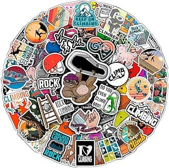 BulbaCraft Rock Climbing Stickers for Water Bottle and Laptop - Rock Climbing Party Supplies & Decorations, Waterproof Vinyl Decals, Adventure and Sport Stickers, Gifts for Women & Men