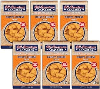 All-American Snack Crackers, Crispy Cheese, 4 Ounce (Pack of 6), Made with Real Parmesan and Cheddar Cheese, Non-GMO, Kosher
