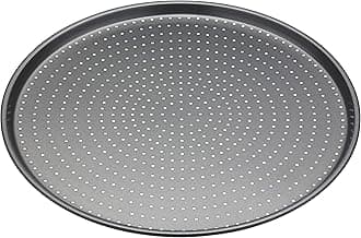 MasterClass Crusty Bake Non-Stick Pizza Tray for Regular and Pizza Oven with PTFE, PFOA and BPA Free Non Stick, Robust 1mm Thick Carbon Steel, 32cm, Sleeved