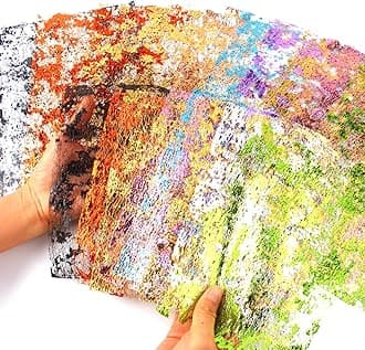 A5 & A4 Size Colorful Foil Textured Fabric Art Paper Scrapbooking Decorative, 20 Sheets Sparkle Metallic Lace Mesh for Crafts, Junk Journaling Supplies, Card Making, Collage
