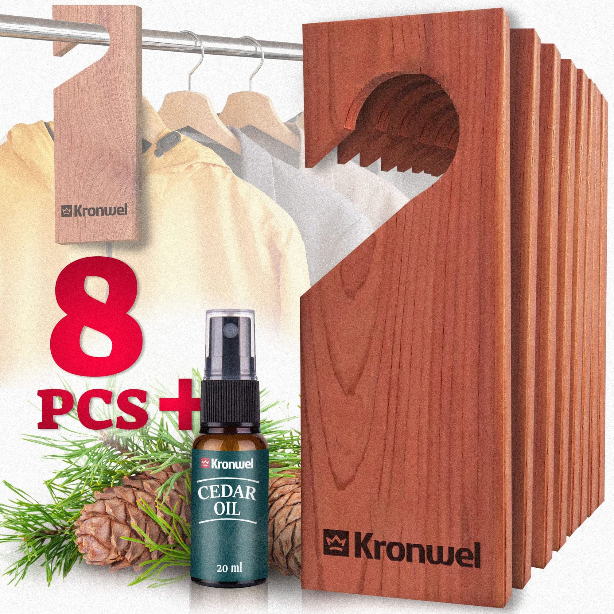Aromatic Cedar Blocks for Clothes Storage w/Cedar Oil, Red Cedar Wood Hang Ups for Closets & Drawers, Cedar Closet & Drawer Fresheners Set
