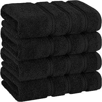 American Soft Linen Turkish Cotton Bath Towel Sets in 15 Colors Options & Styles, Maximum Softness & Absorbency (Black, Bath Hand Towel Set 6-Pack 16x28)