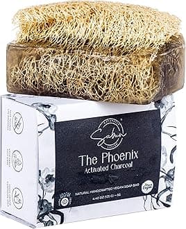 SABUN CO. Activated Charcoal - Natural Exfoliating Loofah Soap Bar - Handmade, Moisturizing Soap with Loofah Inside | Face & Body Scrub Bar [4.40 oz - 125 gr]