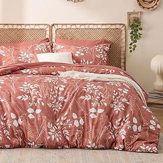 Dusty Pink Twin Comforter Set - 5 Pieces Floral Bedding Sets, Twin Bed in a Bag with Reversible Botanical Flowers Comforter, Sheets, Pillowcase & Sham