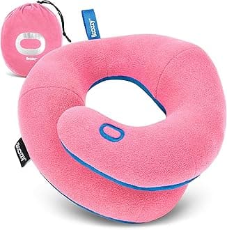 BCOZZY Chin Supporting Travel Pillow - Supports The Head, Neck and Chin in in Any Sitting Position. A Patented Product. ADULT Pink '20080001014007
