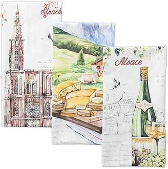 Maison d' Hermine Dish Towels 100% Cotton Kitchen Towels Absorbent Dishcloth for Home, Kitchen, Dining, Cocktail Parties & Camping, Ribeauville - Spring/Summer (Set of 3)