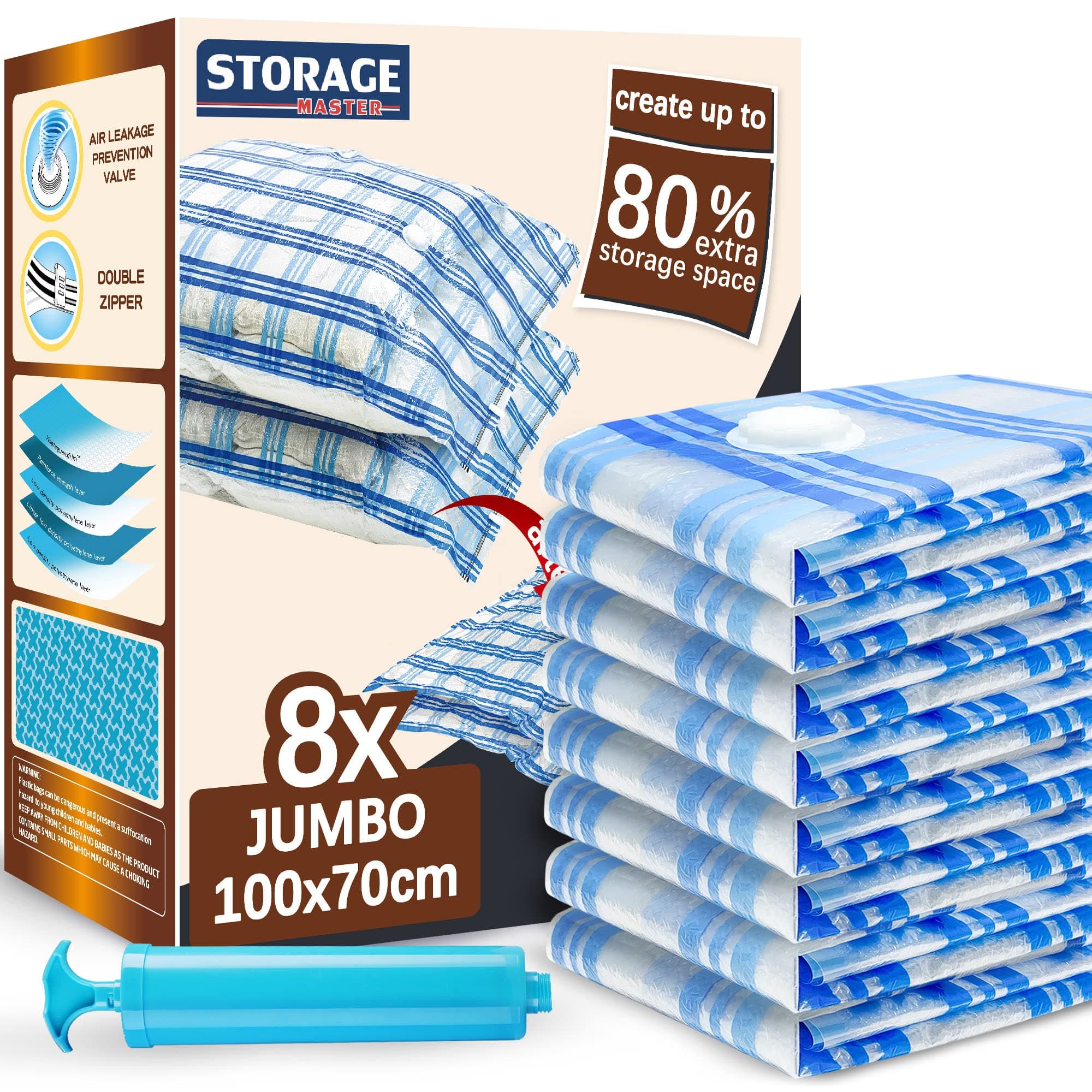 Storage Master space saver bags - 8 Jumbo