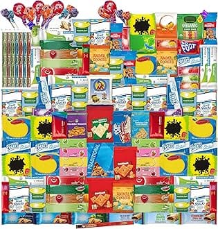 Foxy Fane 120 count Deluxe Snack Box - Ultimate Gift Care Package with Variety Assortment of Crackers, Cookies, Candy, Chips & other Snacks - Bulk Bundle of Delicious Treats (120 Snacks)