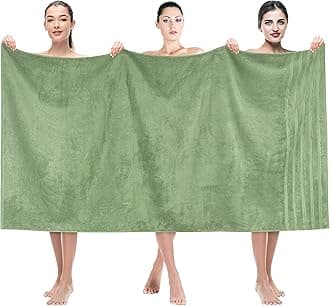 American Soft Linen 35x70 Jumbo Large Bath Towel, 600 GSM 100% Cotton Turkish Bath Sheet, Oversized Luxury Bath Towel for Bathroom Beach and Pool, Sage Green