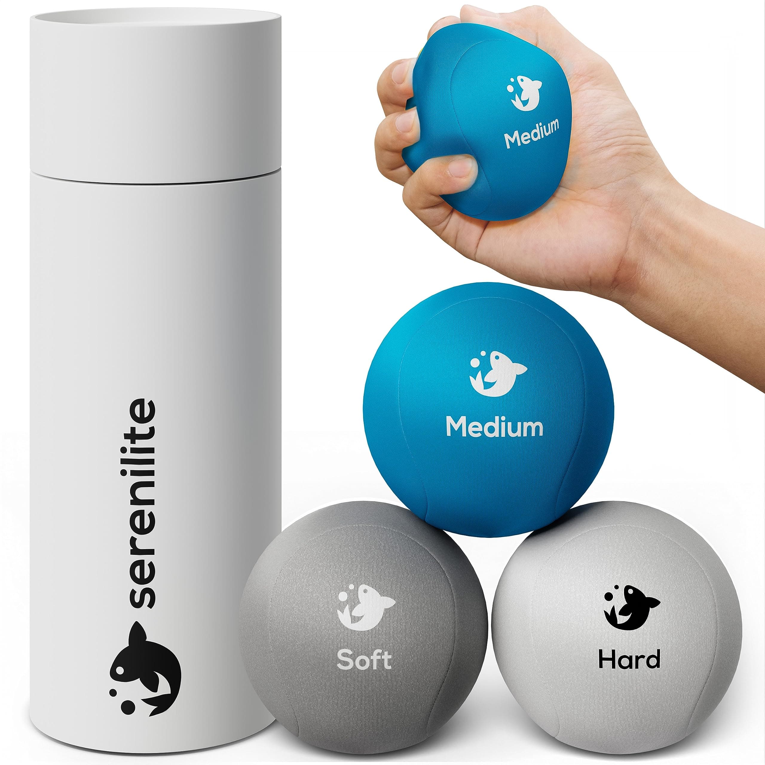 - Serenilite Hand Therapy Exercise Stress Ball Bundle - Tri-Density Stress Balls for Adults & Grip Strengthening
