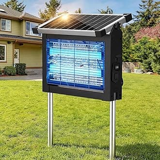 Solar Bug Zapper Outdoor, Jinyeda 4500V Mosquito Zapper, Waterproof Electric Mosquito Killer, Auto Sensor, Cordless Fly Trap Insect Zapper 4000mAh for Patio Home Backyard Garden Camping