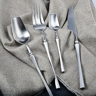 Exquisite silverware set for 8 elegant 18/8 stainless steel flatware set forks spoons and knives set eating utensils sets for family gathering corporate dinner gift choice dishwasher safe （32piece)