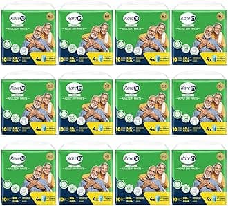 KareIn Classic Adult Diaper Pants, XXL-XXXL, 101-165 Cm (40"- 65"), Unisex, Leakproof, Elastic Waist, Wetness Indicator, 120 Count