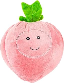 Giftable World Pet Plush Pet Toy Fruits, Cupcakes, Ice Creams, Mug with Squeaker Dog Chew Toy (6" Peachy Peach)
