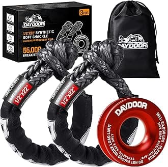 DAYDOOR 56,000 LBS Soft Shackle Recovery Kit, 1/2" x 22" (2-Pack) with 7075 Aluminum Snatch Ring, Winch Accessory for Jeep Wrangler, Bronco, 4Runner, Tacoma, ATV/UTV/Jeeps/SUVs, 4x4 Off-Road(Gray)
