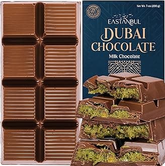 Dubai Chocolate Bar Pistachio, 7oz, Pistachio Dubai Bar, Viral Candy with Shredded Phyllo Dough, Knafeh, Gift Box