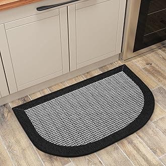 PADOOR Kitchen Mats for Floor, Kitchen Rugs Non Slip Washable, Half Circle Kitchen Floor Mat Sink Rug Rubber Backed Super Absorbent, 20”x32” BlackOEKO-TEX STANDARD 100