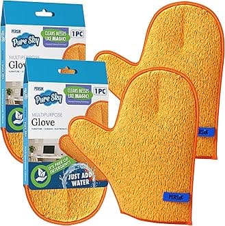 persik Pure-Sky Microfiber Glove Dusting Mitt - Just Add Water No Detergents Needed - Ultra Microfiber Cleaning Cloth Glove - Use for Cleaning Furniture, Home - 2 Pack