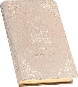 KJV Holy Bible, Standard Size Faux Leather Red Letter Edition Thumb Index, Ribbon Marker, King James Version, Pearlescent Taupe