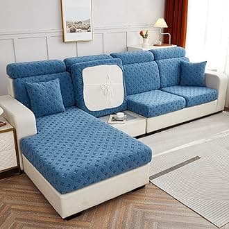 Jacquard Sofa Cushion Cover Couch Seat Covers Sofa Seat Cushion Slipcovers Sofa Cover, Plush Winter Warm High Stretch Fabric Washable Summer Furniture Protector (Blue,1 Seat)
