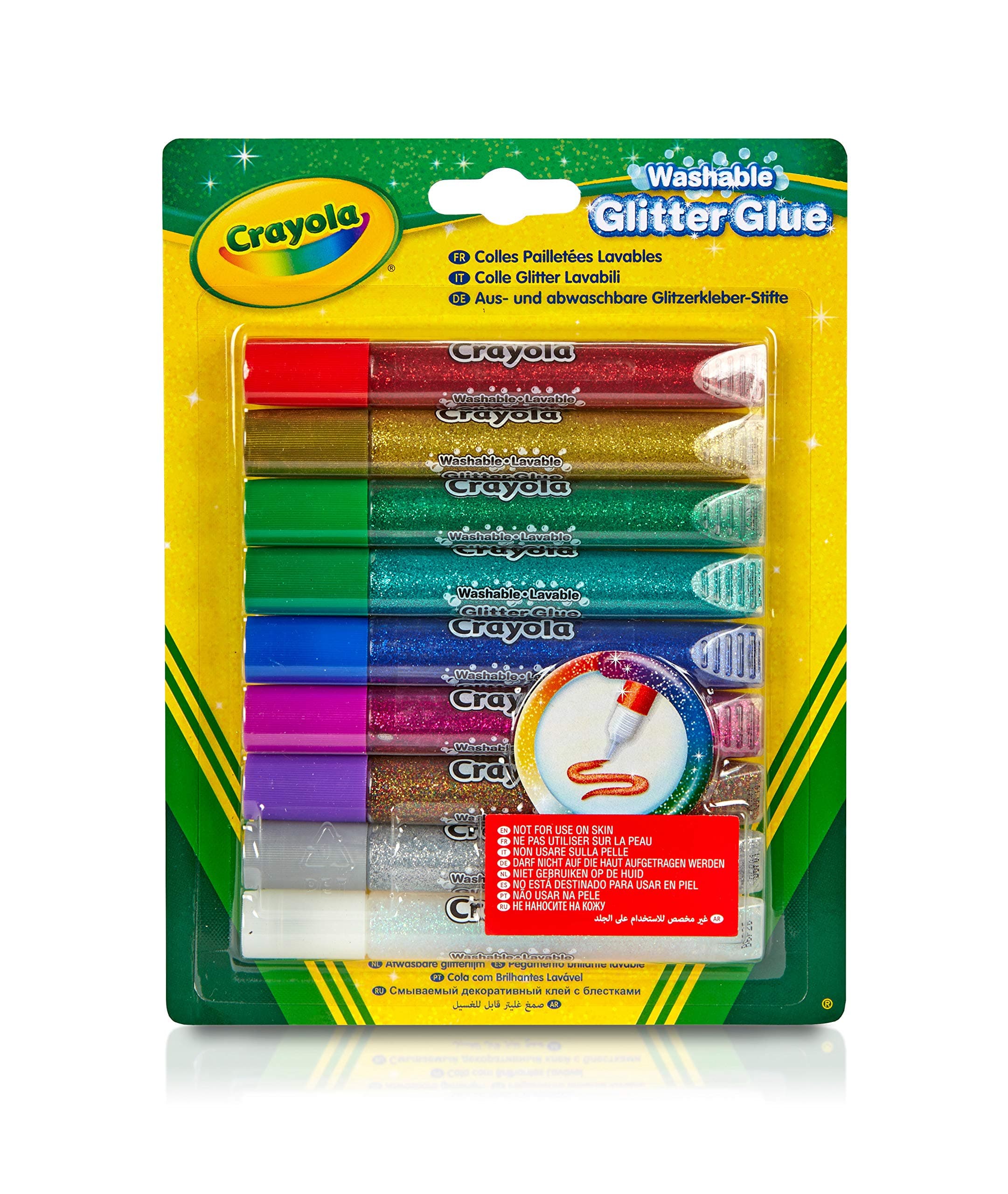 Washable Glitter Glue 9-Pieces Set, Multicolour