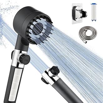 Shower Head with Filters for Hard Water,Handheld Shower Head with Off Switch,Detachable Filtered Showerhead with Hose for RV Camper (Gun Grey)