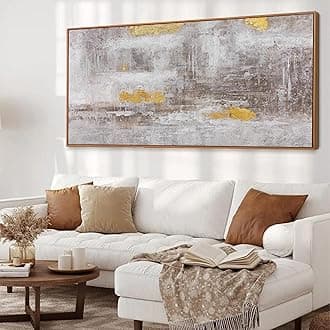 Abstract Canvas Wall Art Modern Artwork Canvas Prints Framed Canvas Picture Contemporary Brown And Gray Wall Decor Artwork Bedroom Living Room Office Decoration 24x48 Inch