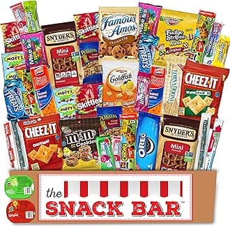 The Snack Bar - Snack Care Package (40 count) - Variety Assortment with American Candy, Fruit Snacks, Gift Snack Box for Lunches, Office, College Students, Road Trips, Holiday Gifts