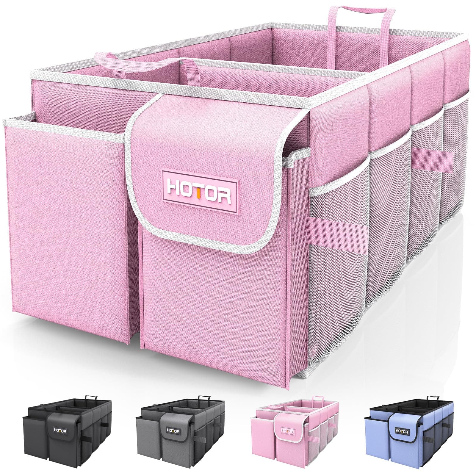 HOTOR Car Trunk Organizer, Pink, Basic, 2 Compartments