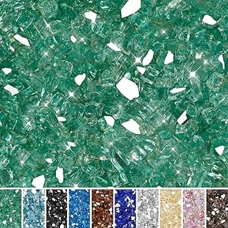 Skyflame 10-Pound Fire Glass for Fireplace Fire Pit and Landscaping, 1/2-Inch Light Green Reflective