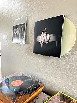 Wall Mount Vinyl Record Display/Shelf [5-pk] - Display Your Albums Without Damaging Your Walls, Perfect for Office, Home, Dorms, and Apartments (Black, 5)