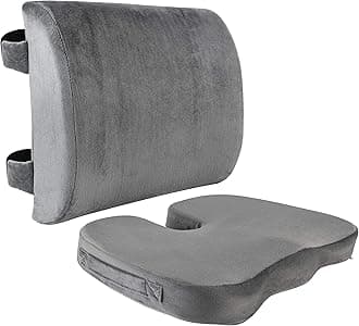 Memory Foam Seat Cushion and Lumbar Back Cushion Combo Set | Office Chair Cushion Set, Car Seat .., Gray