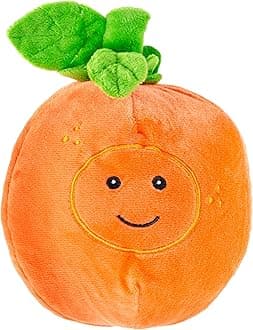 Giftable World Pet Plush Pet Toy Fruits, Cupcakes, Ice Creams, Mug with Squeaker Dog Chew Toy (6" Tangy Orange)