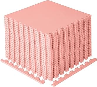 Gym Flooring Mat, EVA Foam Exercise Mats, Home Workout, Kids Playmat, Pet Mats and Protective Swimming Pool, Hot Tub Outdoor Underlay Matting 50cm x 4 (Blush Pink)