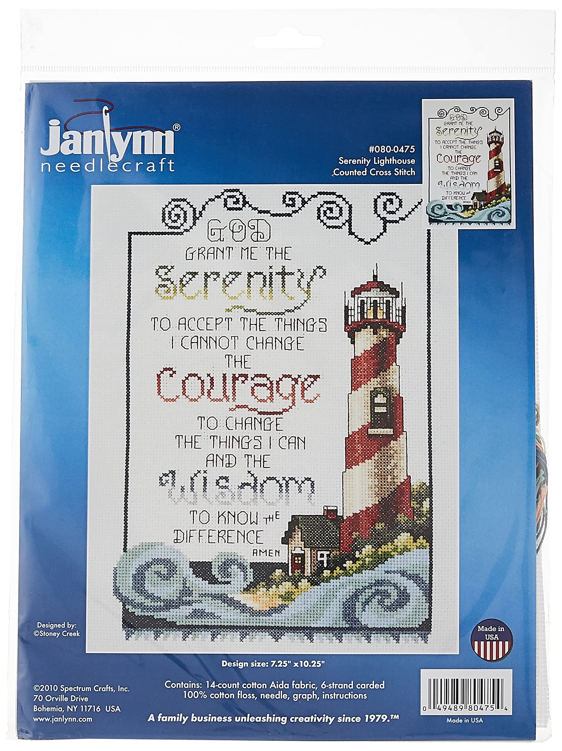 Janlynn Serenity Lighthouse Counted Cross Stitch Kit, Multi-Colored