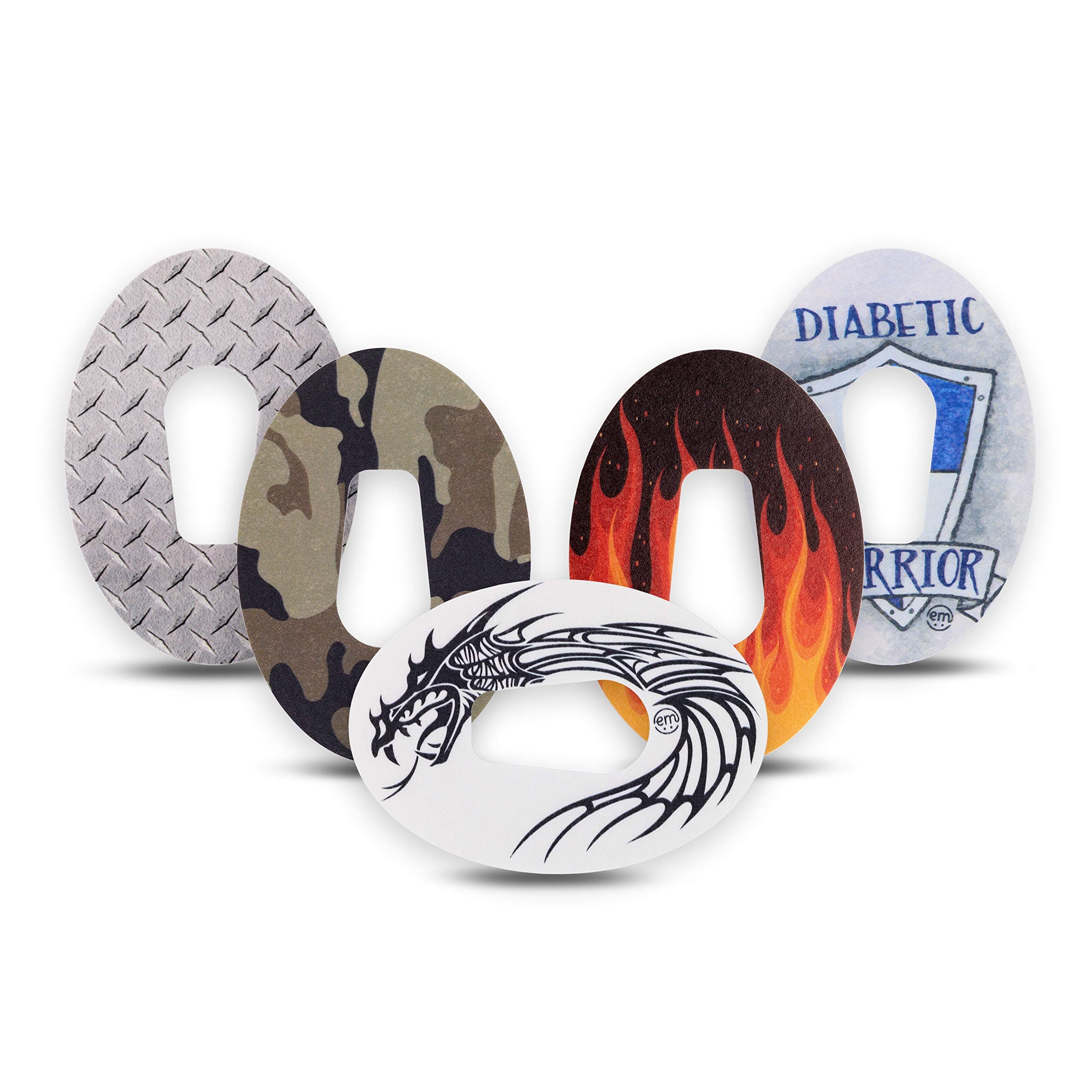 ExpressionMed - Adhesive Patches for Dexcom G6 (5-Pack) - Waterproof & Sweatproof, Non-Fraying Sensor Covers - Pre-Cut CGM Sensors - (Warrior Variety Pack) - Made in USA