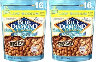 Blue Diamond Almonds Low Sodium Lightly Salted Snack Nuts, 16 Oz Resealable Bag (Pack of 2)