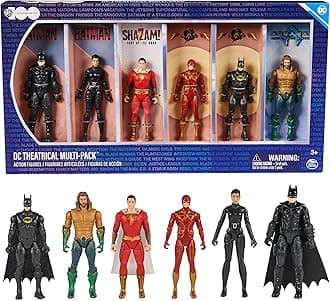 DC Comics Movie Multi Pack Limited Edition Super Hero Action Figures Set of 6 WB Anniversary Collectible Superhero Kids Toys for Ages 3+