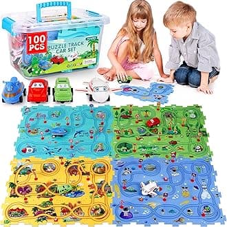 VESPRO 100PCS Kids Car Track Set - 4 Series Toddler Puzzle Racer Play Set, Educational Toys for Boys and Girls Ages 3+