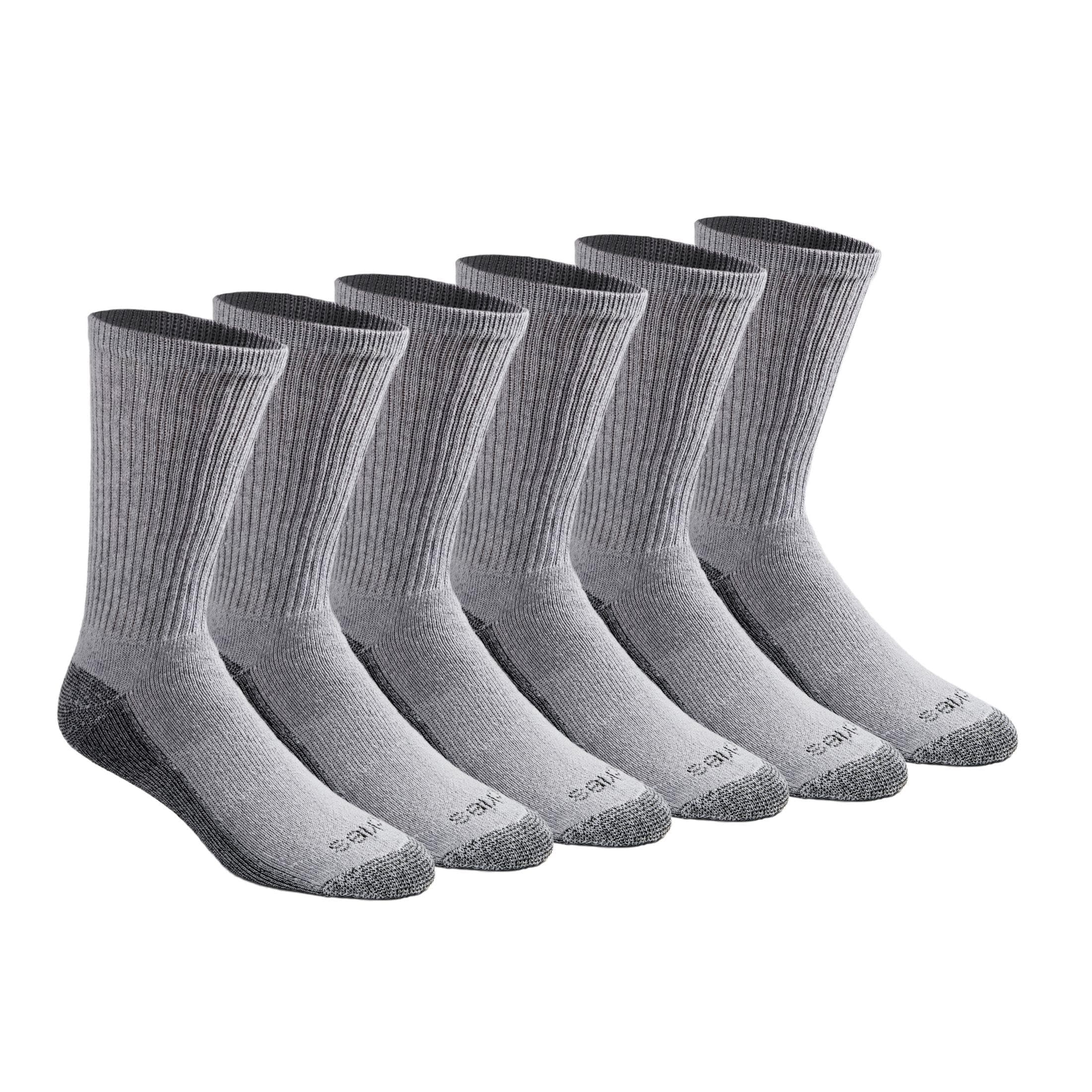 Men's Dri-Tech Original Moisture Control Crew Socks, Available in M-XXL (6, 12, 18 Pairs), Grey (6 Pairs), Large
