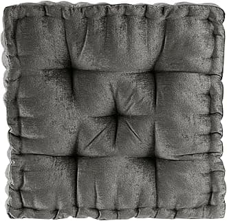 Intelligent Design Azza Floor Pillow, Large Cushions Sitting for Adults, Floor Pillow for Meditation or Yoga, Lustrous Chenille Tufted with Scalloped Edges for Bench/Chair Cushion, 20"x20"x5" Charcoal