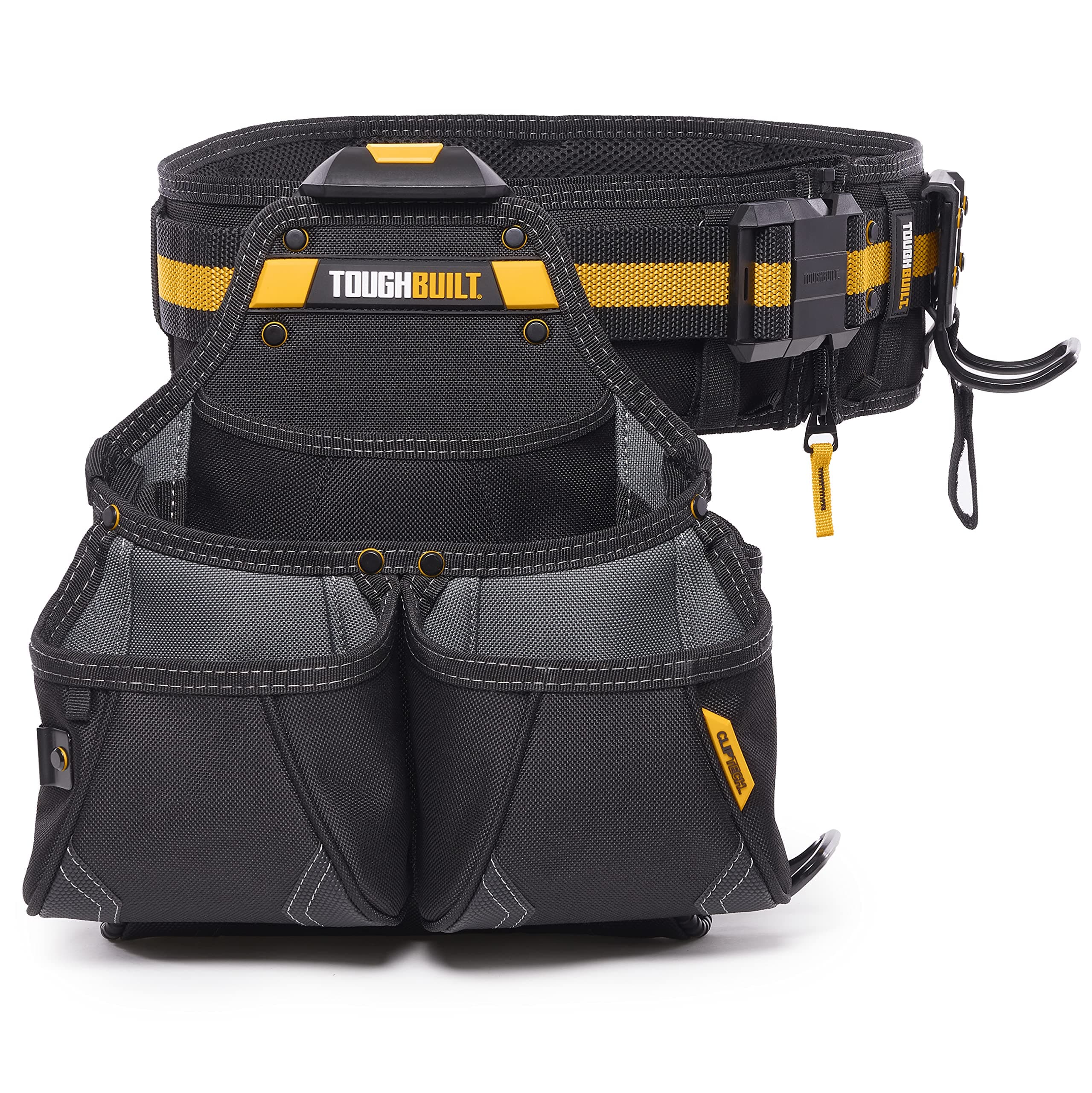 3-Piece Pro Framer Tool Belt Set, ClipTech™ Modular System with 2 Professional Pouches and Padded Belt, 1680D Heavy-Duty Construction