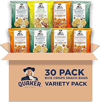Rice Crisps, Gluten Free, 4 Flavor Sweet and Savory Variety Mix, Single Serve, 30 count