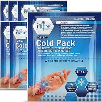 Instant Cold Pack First Aid Kit Ice Pack for Injuries and Pain Relief, No Freezer Needed, 5in X 6in (6 Count (Pack of 1) Clear)