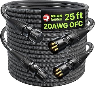 XLR Cables 25ft 2 Pack, 20 AWG, Kevlar-Reinforced Nylon Braided Microphone Cable, Professional Gold-Plated Rean Connectors from Neutrik, Mic Cable, Shielded and Balanced XLR Male to Female Cord