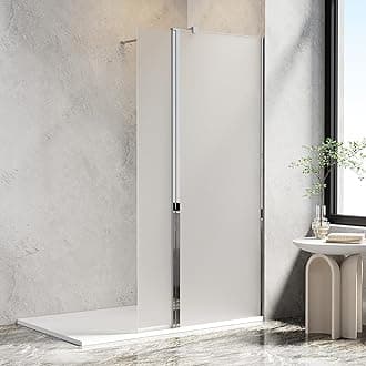 Shower Screen 700 x 1900mm, Walk-in Shower Enclosure with 300mm Flipper Panel. Chrome Shower Door with 8mm Easy Clean Frosted Toughened Glass, Reversible, Support Bar Included